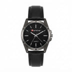 A Portive quartz wristwatch with a black dial, silver-tone case, and black leather strap, shown against a plain white background.