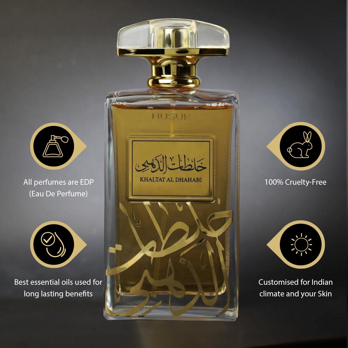 NUSUK Khaltat Al Dhahabi Eau De Parfum | Luxurious Musk Fragrance | 100ml | Genuine Brand Import