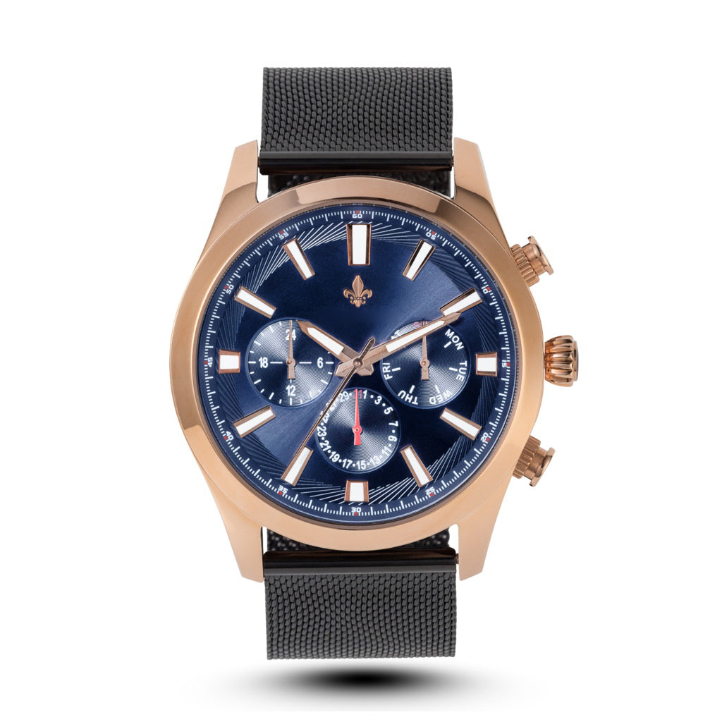 Wonderful look Black Leather Belt Blue Analog Watch