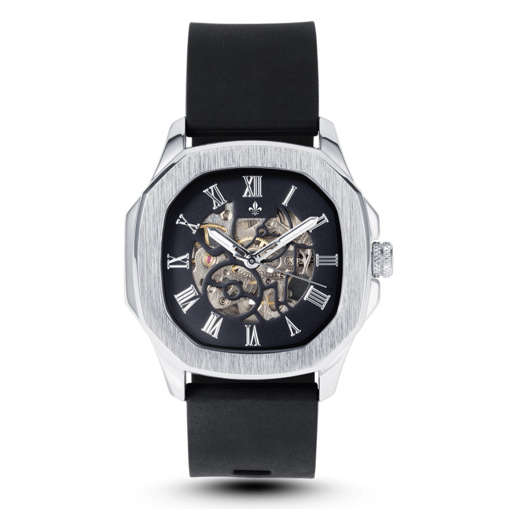 nice Look Black Rubber Belt Greay Analog Watch