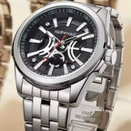 FAIRWHALE Original Men's Luxury Skeleton Analog Watch | Stainless Steel Strap | 3BAR Waterproof | 1 Year Official Machine Warranty