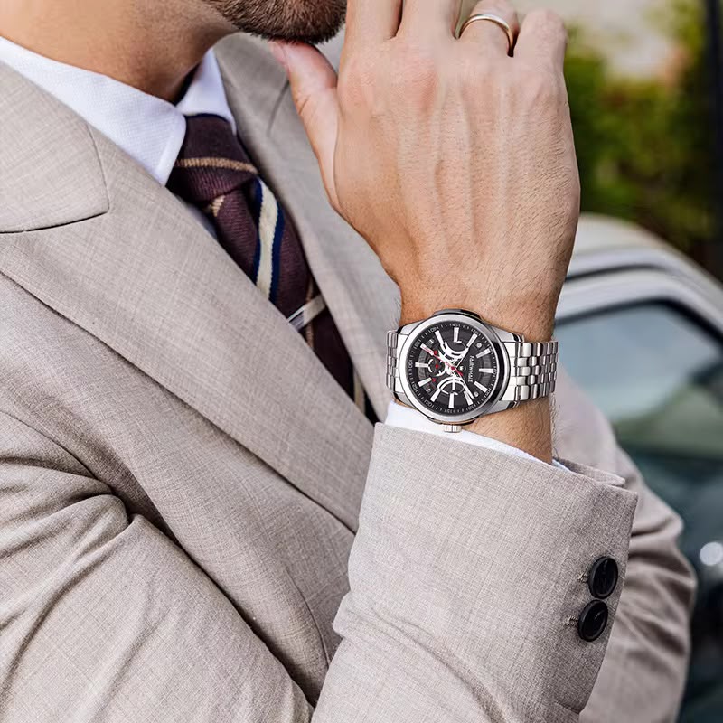 FAIRWHALE Original Men's Luxury Skeleton Analog Watch | Stainless Steel Strap | 3BAR Waterproof | 1 Year Official Machine Warranty