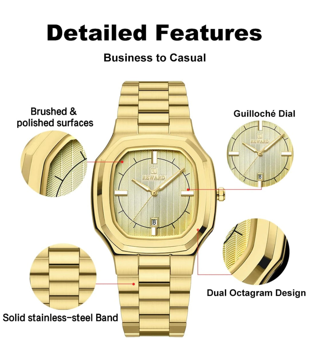 REWARD RD612268M Premium Gold Men's Watch | 100% Original | 1 Year Machine Warranty