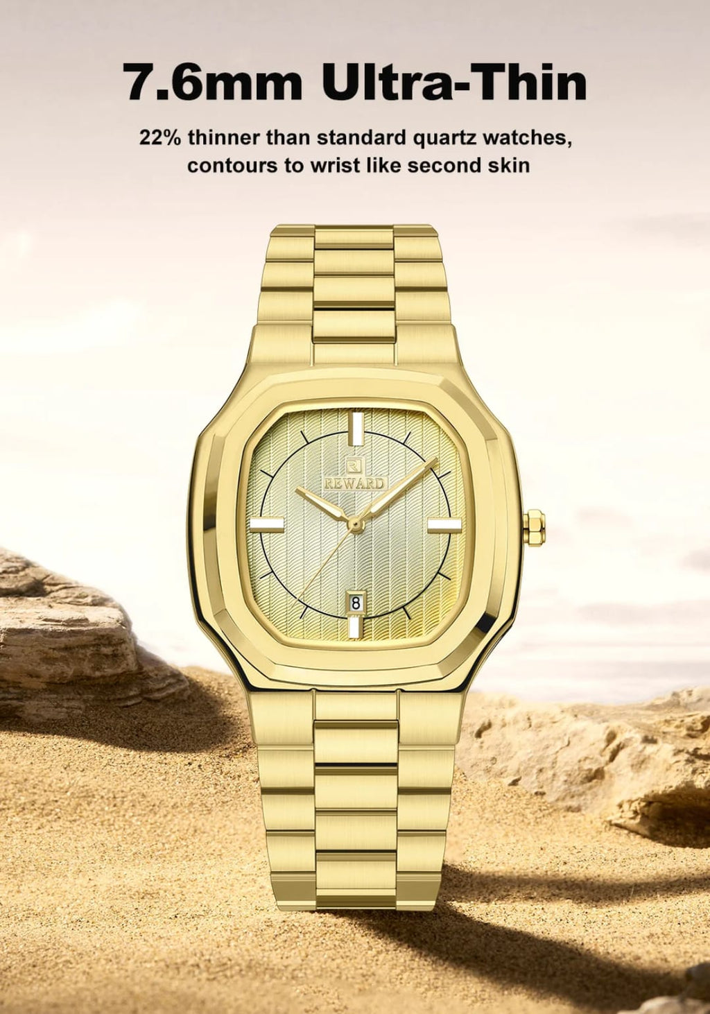 REWARD RD612268M Premium Gold Men's Watch | 100% Original | 1 Year Machine Warranty