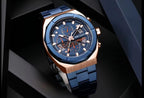 MEGIR Men's Luxury Blue Chronograph Quartz Watch | Stainless Steel Strap | 3ATM Water Resistant | 100% Original | 1 Year Company Warranty
