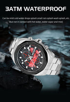 MEGIR Men's Luxury Chronograph Quartz Watch – Silver & Black Stainless Steel | 3ATM Water Resistant | 100% Original | 1 Year Company Warranty