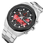MEGIR Men's Luxury Chronograph Quartz Watch – Silver & Black Stainless Steel | 3ATM Water Resistant | 100% Original | 1 Year Company Warranty