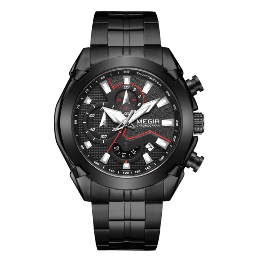 MEGIR 2065 Men's Luxury Black Chronograph Quartz Watch | Original | 1 Year Company Warranty