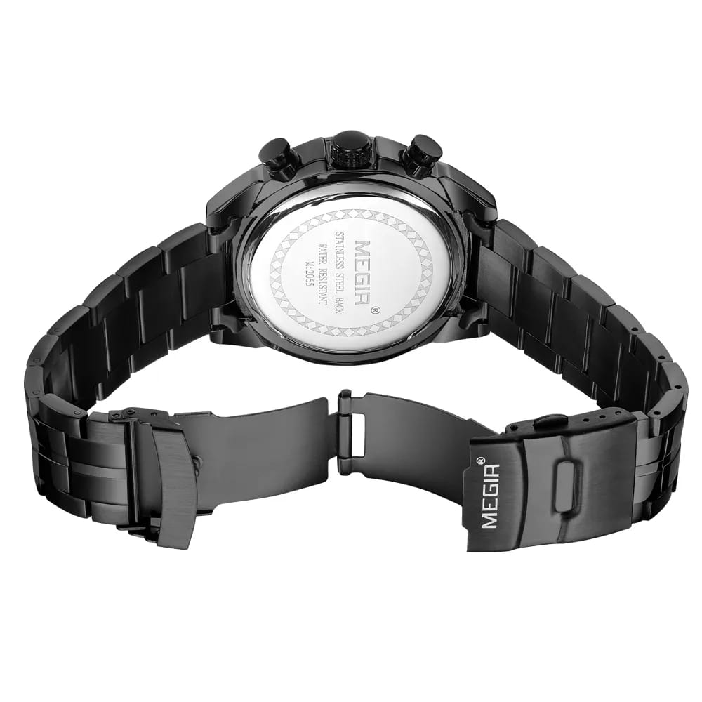 MEGIR 2065 Men's Luxury Black Chronograph Quartz Watch | Original | 1 Year Company Warranty