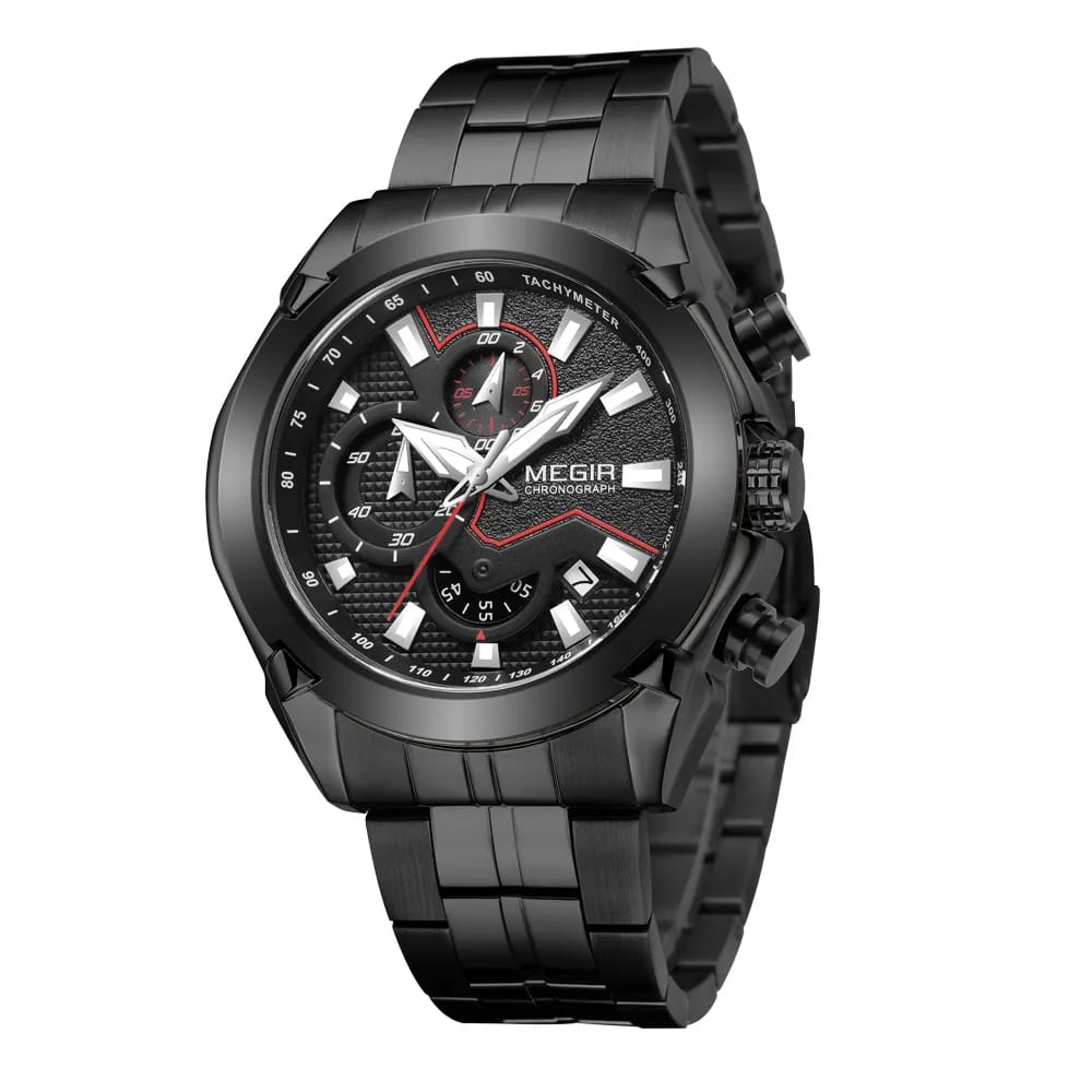 MEGIR 2065 Men's Luxury Black Chronograph Quartz Watch | Original | 1 Year Company Warranty