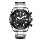 MEGIR 2065 Men's Luxury Black & Silver Chronograph Quartz Watch | Stainless Steel Strap | 100% Original | 1 Year Company Warranty