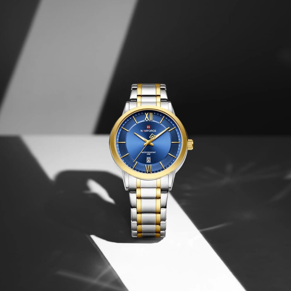 Original Naviforce NF9248 Men's Quartz Watch – Blue Dial Stainless Steel | 1 Year Machine Warranty