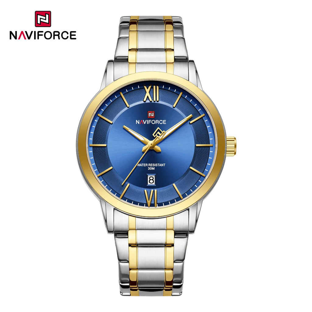 Original Naviforce NF9248 Men's Quartz Watch – Blue Dial Stainless Steel | 1 Year Machine Warranty