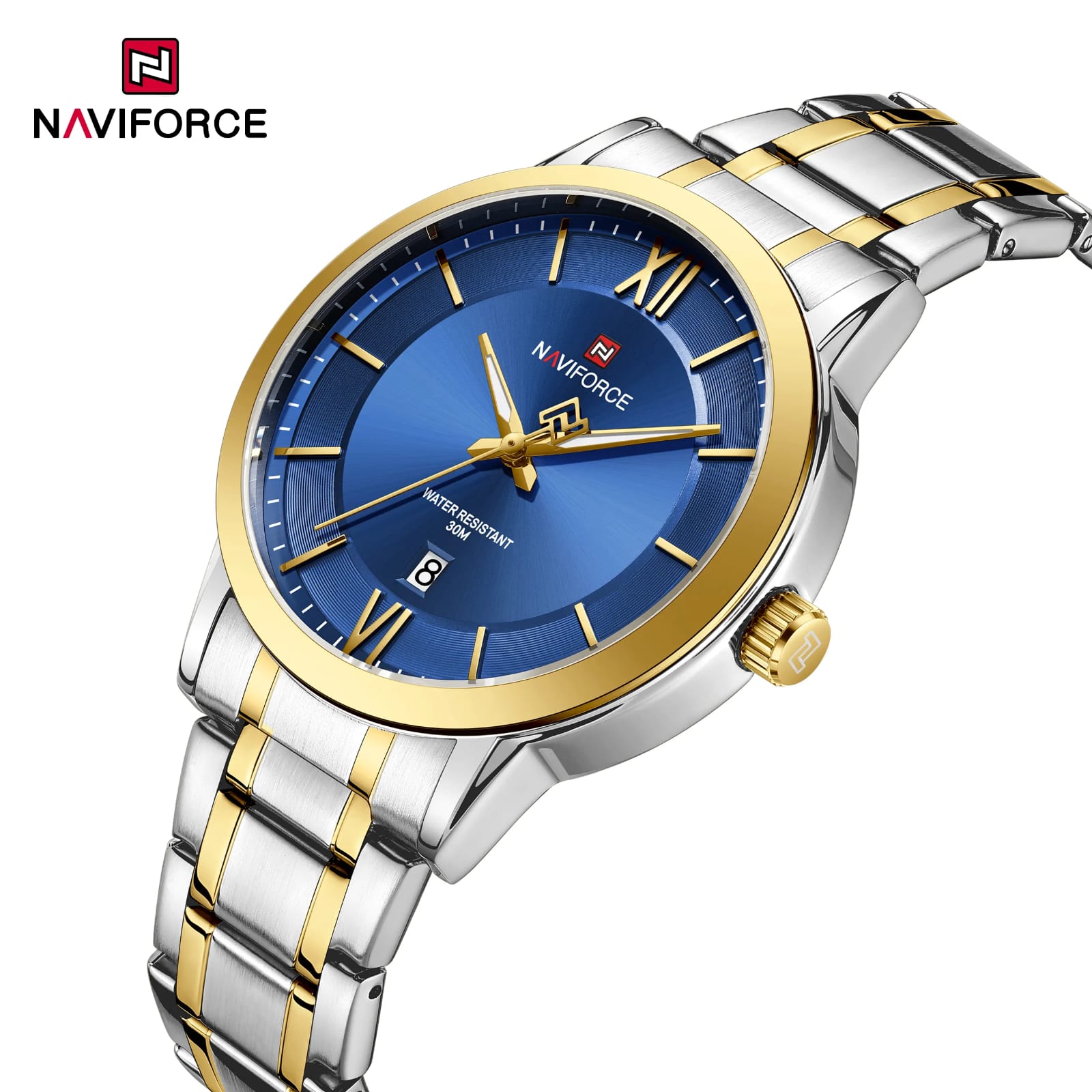 Original Naviforce NF9248 Men's Quartz Watch – Blue Dial Stainless Steel | 1 Year Machine Warranty