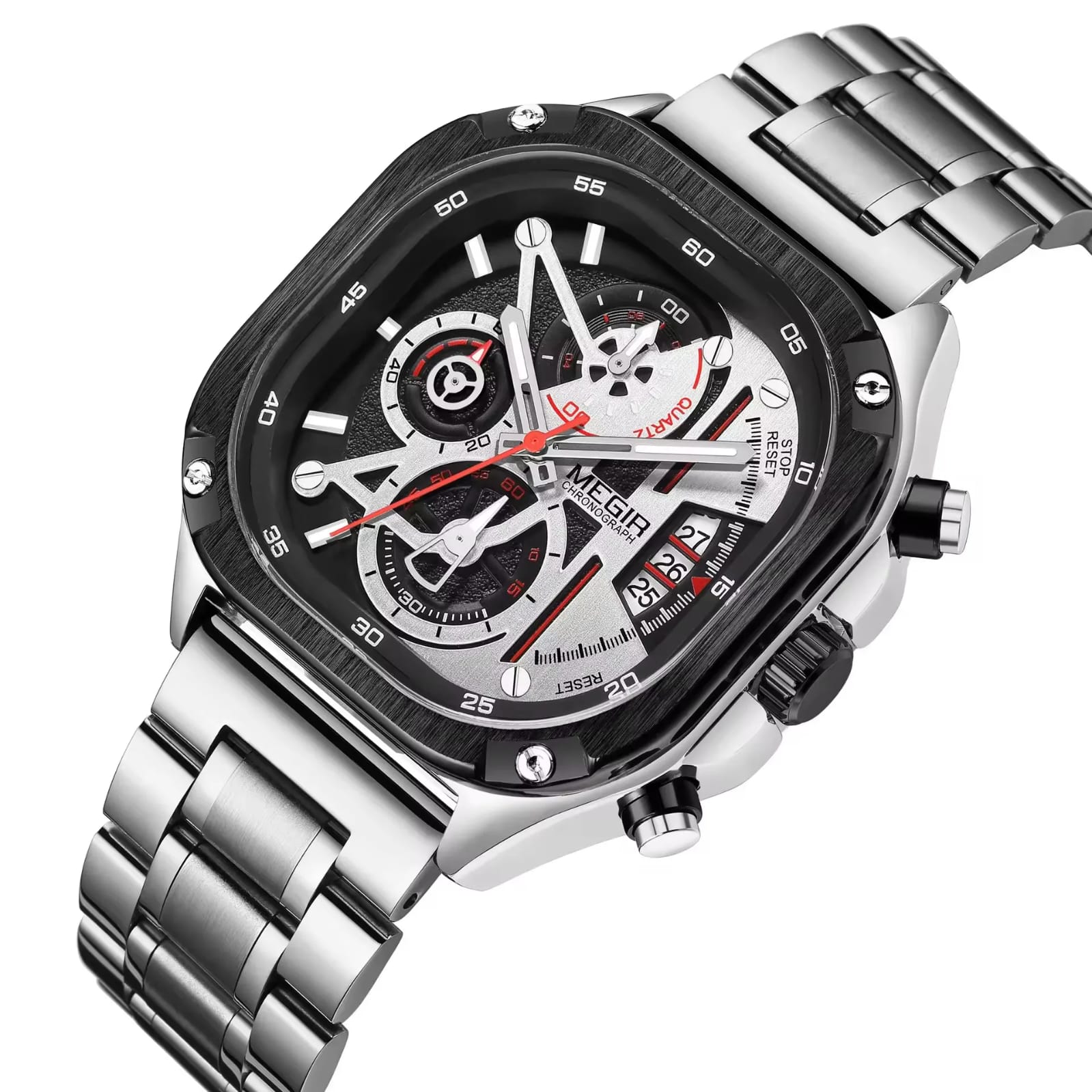 MEGIR Men's Luxury Quartz Chronograph Watch 48.8MM Stainless Steel | Original Watch | 1 Year Machine Warranty