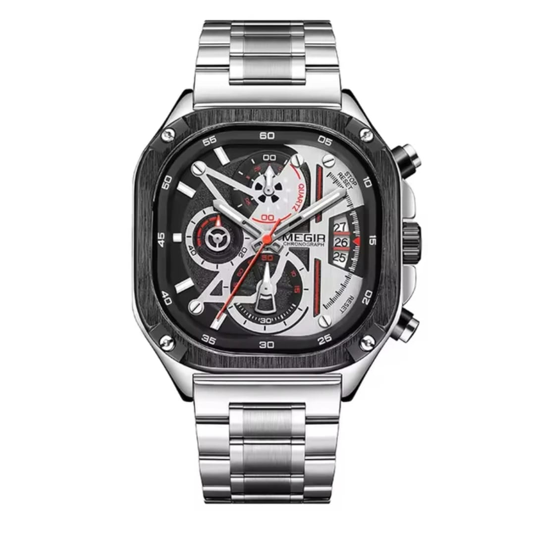 MEGIR Men's Luxury Quartz Chronograph Watch 48.8MM Stainless Steel | Original Watch | 1 Year Machine Warranty