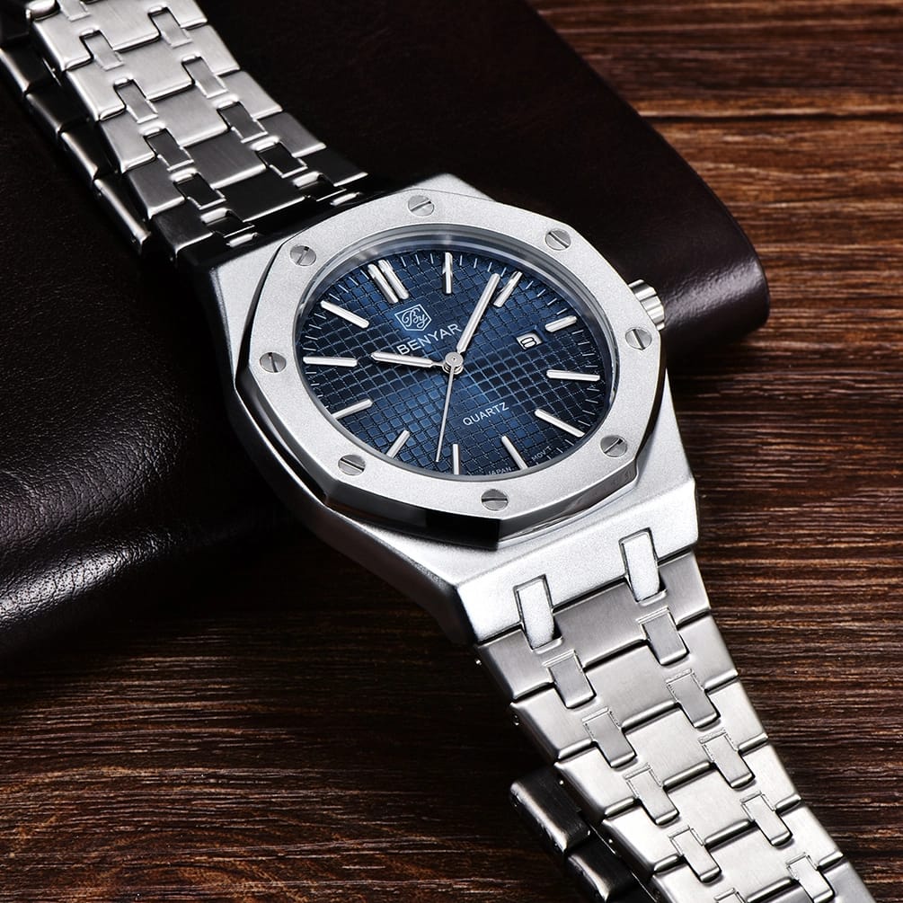 BENYAR Men's Quartz Stainless Steel Watch 42MM Blue Dial | Japan Miyota 2115 Movement | Original Watch | 1 Year Machine Warranty